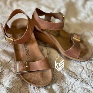 Birkenstock Papillio Cognac Soley Wedge Sandal EU 37